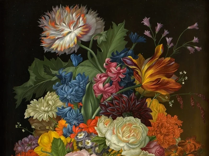 1857-Lina Krause - Natura morta con fiori